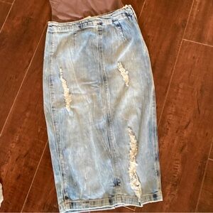 Zara denim midi skirt
